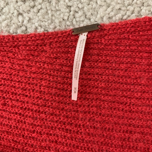 Free People Easy Days Off the Shoulder Sweater Red - Picture 9 of 10